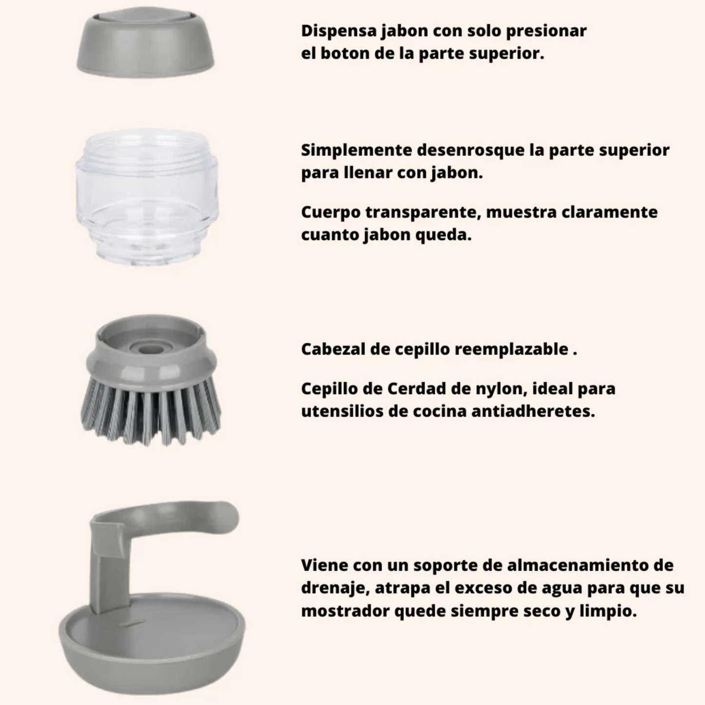 Dulce Girasol- Cepillo con Dispensador de Jabón