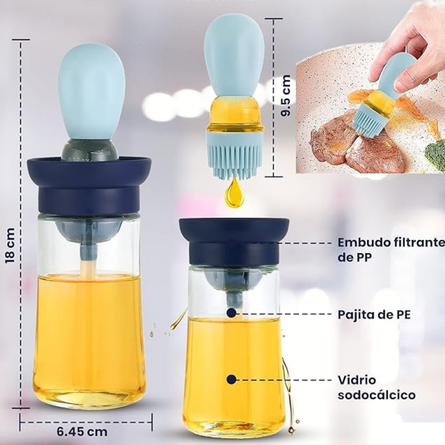 Dulce Girasol- Dispensador de Aceite con Brocha Multifuncional